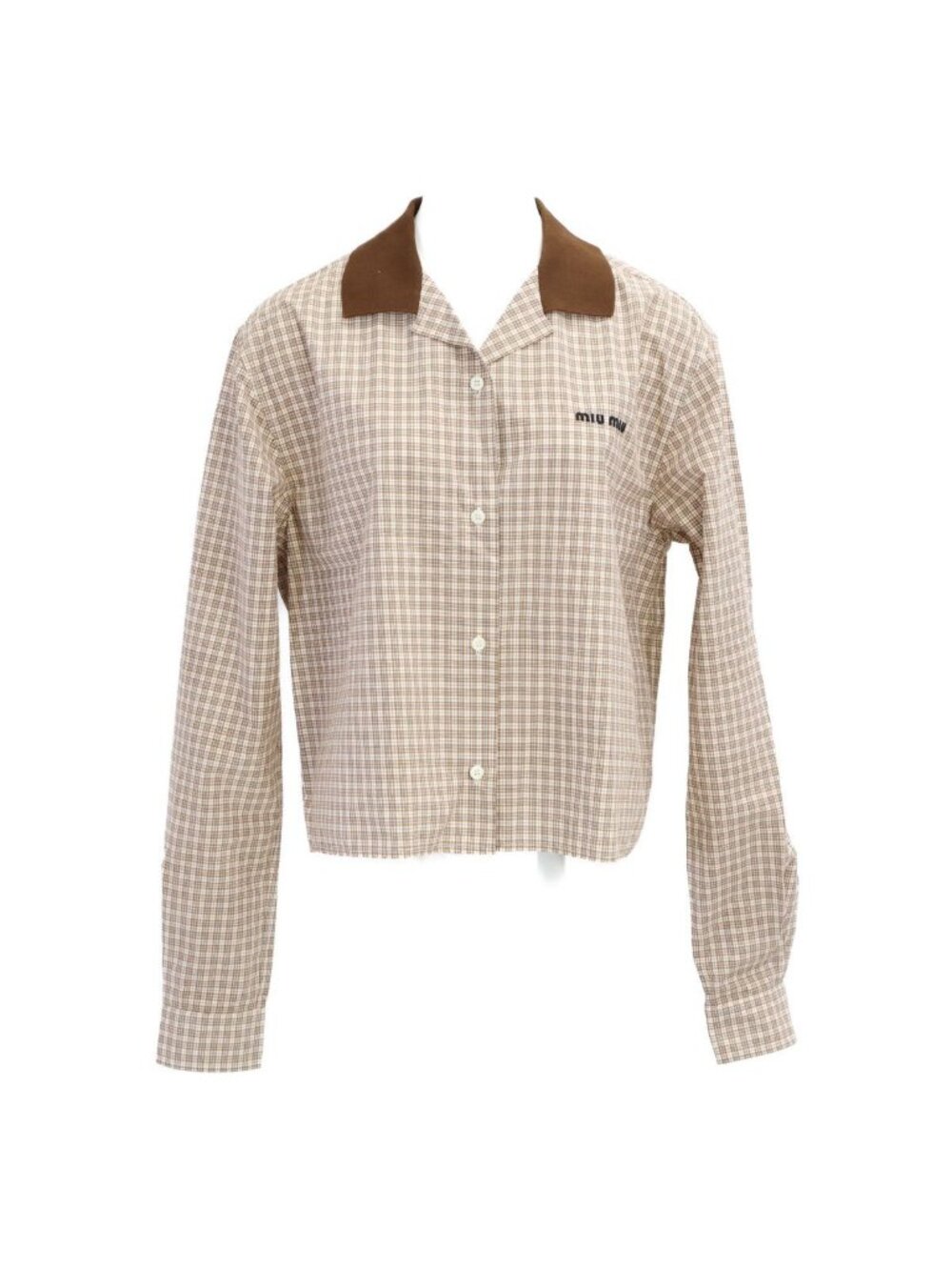 Miu Miu 24 MK Check Long Sleeve Blouse 38